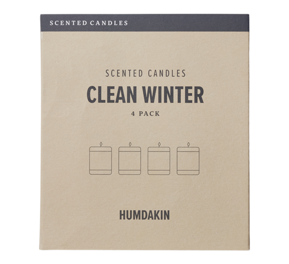 Christmas duftlys Clean Winter 4-pk 5,2x6,2 cm fra Humdakin