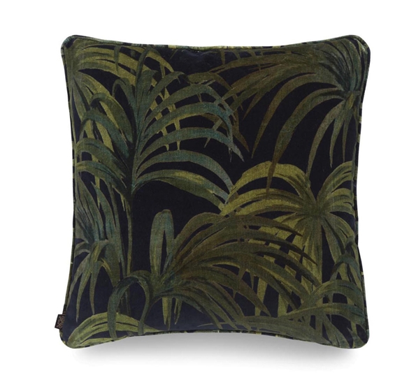 Palmeral fløyelspute 45x45 cm midnight/grønn