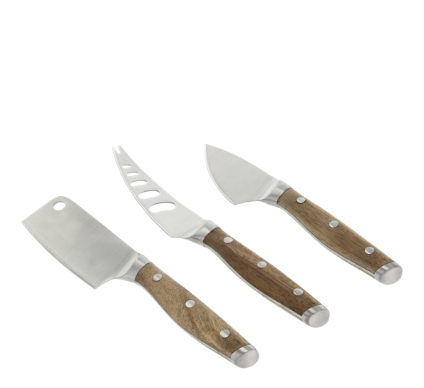 Ostesett 3-deler rustfritt stål akasietre fra Holm