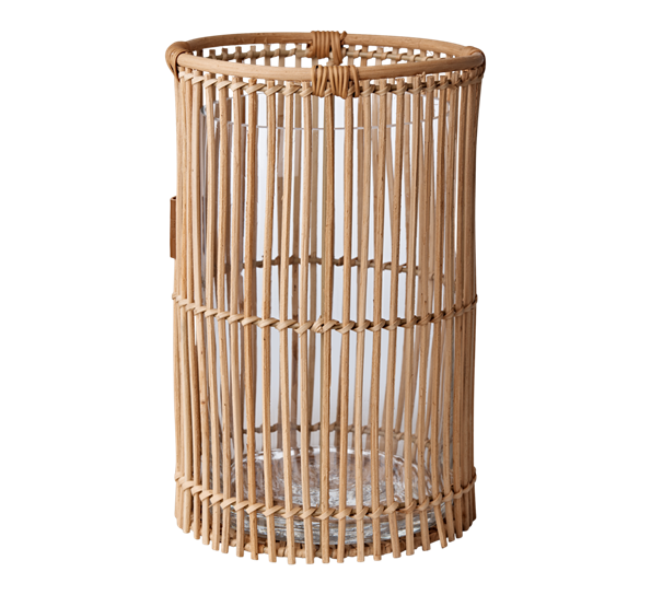 <p>Rattan lyslykt med glass 17x28 cm Lexington</p>
