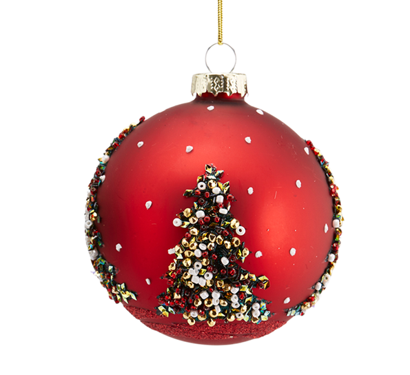 <p>Julekule juletre med perler rød EDG Enzo de Gasperi</p>
