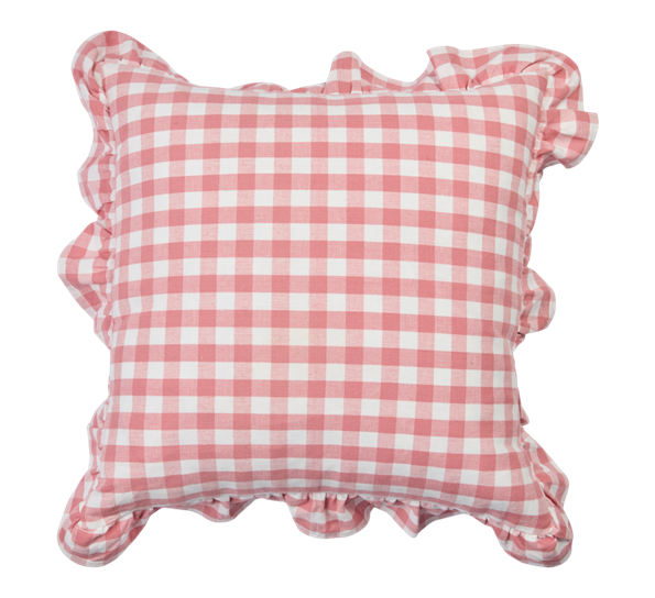 Putetrekk med volang 50x50 cm Pink Checks ByTiMo