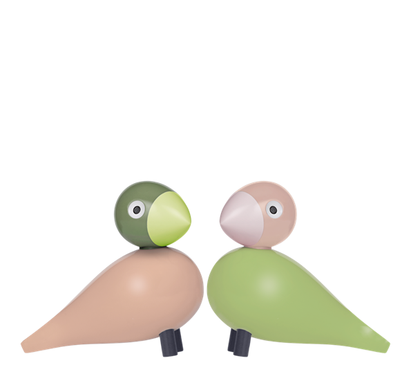 Turtelduer par h9 cm lys grønn rosa fra Kay Bojesen