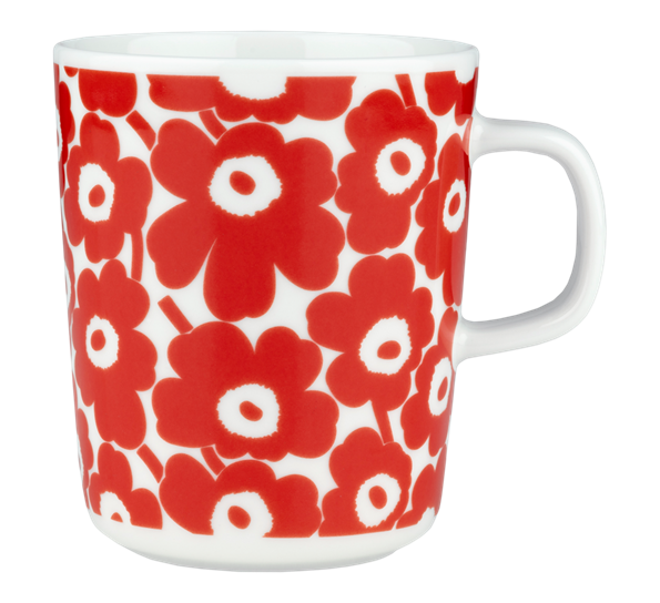 Oiva pikku unikko 60th krus 2,5dl hvit rød fra Marimekko