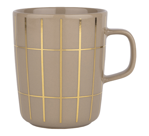 Tiiliskivi krus 2,5 dl beige gull fra Marimekko