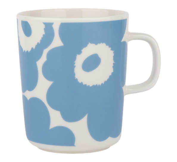 Oiva Unikko krus 2,5 dl hvit himmelblå fra Marimekko