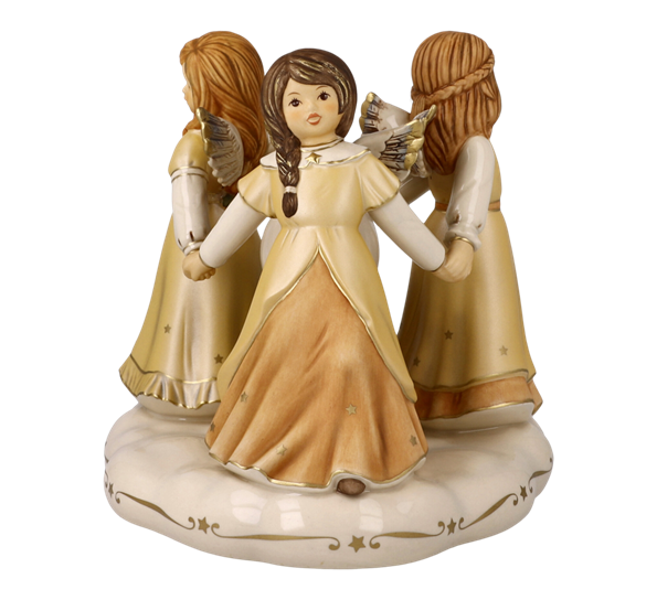 Champagne engel lysestake Heavenly Circle Dance 17,5cm fra Goebel