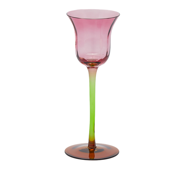 Tulipan telysstake 20 cm rosa, fot mørk rav EDG Enzo de Gasperi