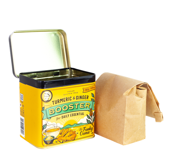 Gurkemeie- og ingefær booster 250g Funky Ouma