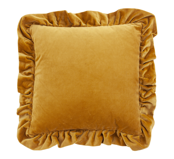 Plain putetrekk fløyel oker 45x45cm fra Chamois
