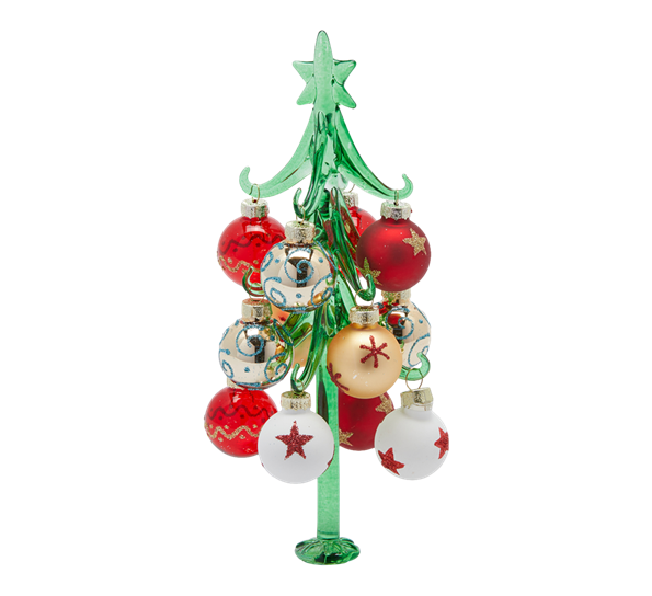 Juletre i glass med julekuler 22 cm  EDG Enzo de Gasperi