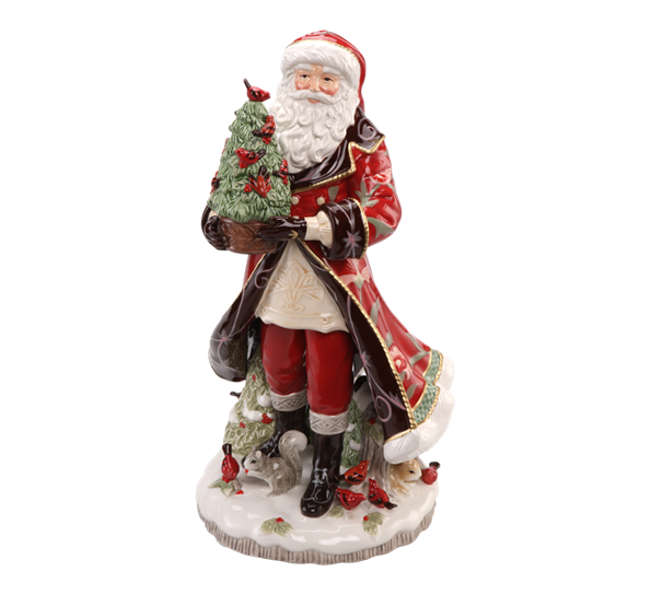 F&F Julenisse med juletre 50 cm rød fra Goebel