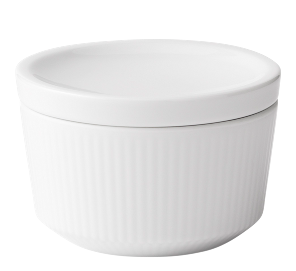 Hvit Riflet skål med lokk 20 cl fra Royal Copenhagen