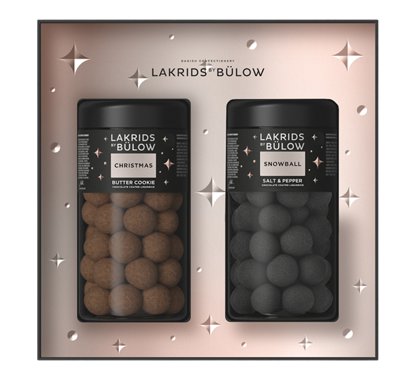 Christmas & Snowball lakris Black Box 2 x standard 590g fra Lakrids By Johan Bülow