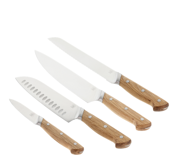 Foresta knivsett 4 deler eik rustfritt stål fra Morsø