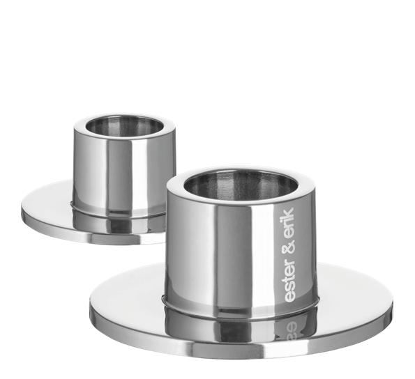 Lysestake liten blank sølv 2-pk fra Ester & Erik