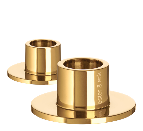 Lysestake liten blank gull 2-pk fra Ester & Erik