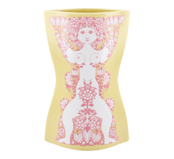 Nina vase h22 cm gul rosa Bjørn Wiinblad