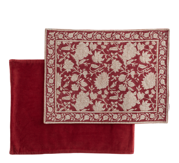 Indian Rose spisebrikke lin 37x50 cm 2-pk rød fra Chamois