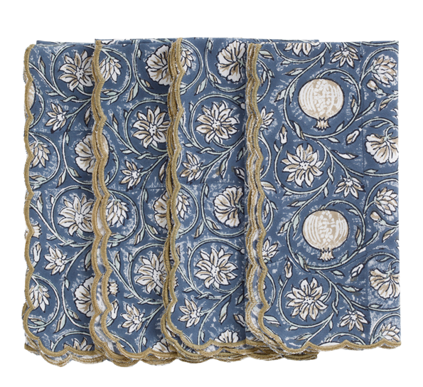 Tangier Pomegranate servietter 4-pk blå 50x50cm fra Chamois