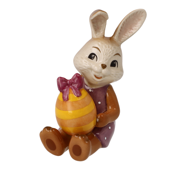 Mini påskekanin påskeegg med lilla sløyfe 5,5 cm fra Goebel