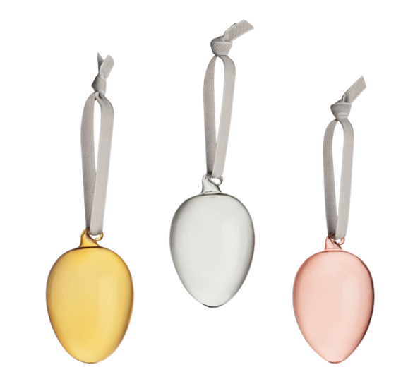Påskeegg glass 60mm 3-pk gul rosa grå fra 