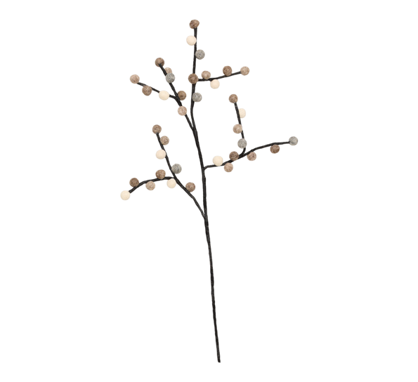 Ullfilt kvist med bær gråvær grå ca 40 cm Und