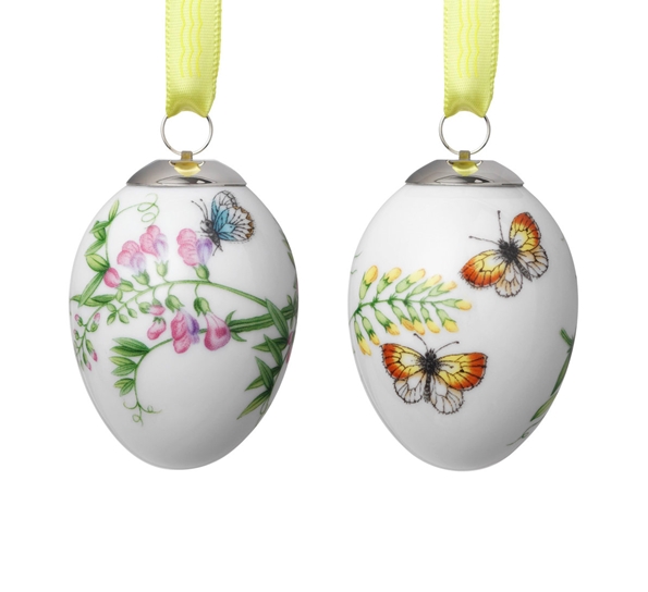 Påskeegg 2018 2Stk Gule Og Blå Sommerfugler fra Royal Copenhagen
