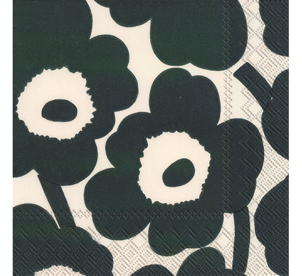 Marimekko Unikko krem grønne lunsjservietter Ihr