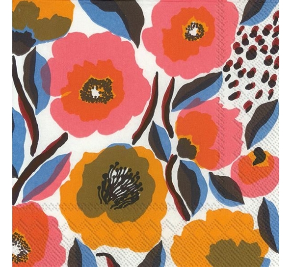 Marimekko Rosarium hvite Rose kaffeservietter Ihr