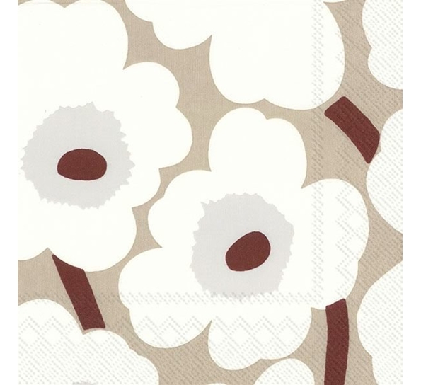 Marimekko Unikko hvite lin lunsjservietter Ihr