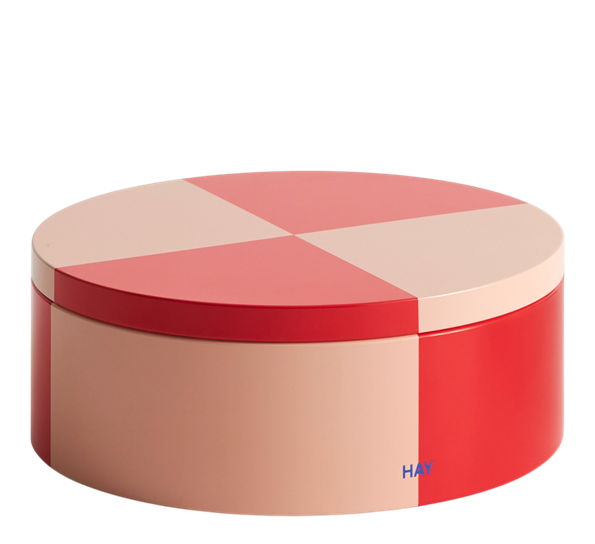 Tin oppbevaringsboks rund rød soft rosa fra HAY