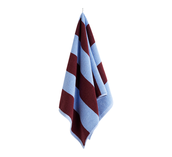 Frottè stripe gjestehåndkle 50x100 cm bordeaux himmelblå fra HAY