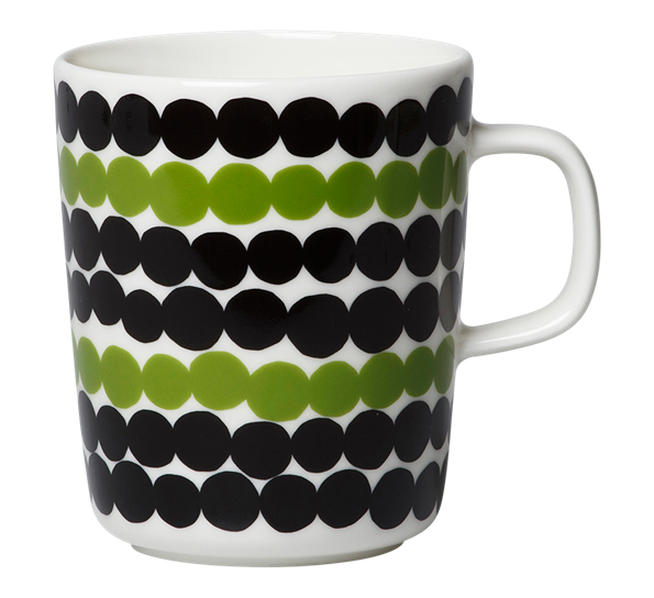 Oiva Siirtolapuutarha krus 2,5 dl hvit sort grønn fra Marimekko