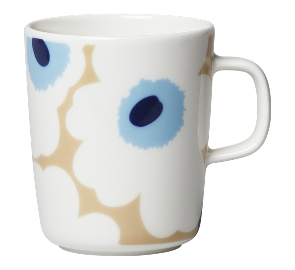 Oiva Unikko krus 2,5 dl beige offwhite blå fra Marimekko