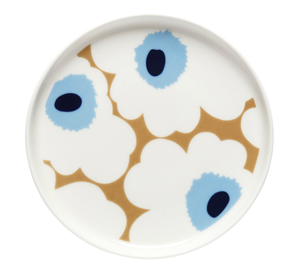 Unikko asjett 13,5 cm beige krem blå fra Marimekko