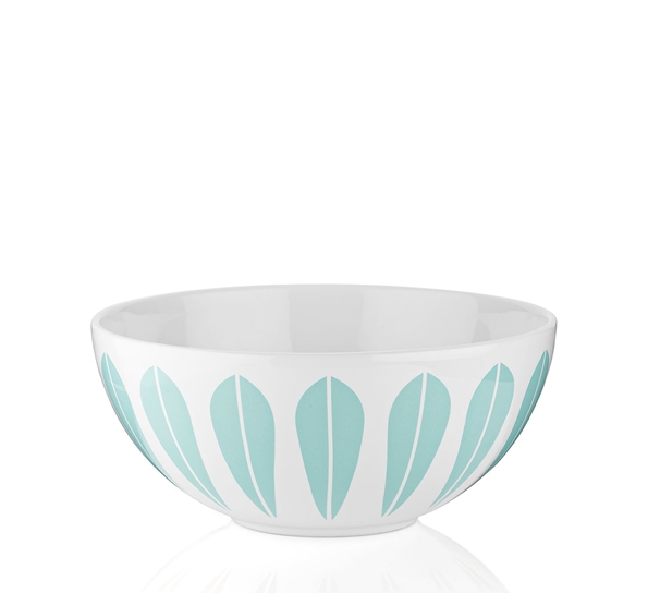 Lotus skål 18 cm hvit m mintgrønn dekor fra Lucie Kaas