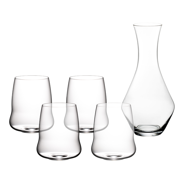 Stemless Wings Cabernet Sauvignon 4-pk & Merlot dekanter fra Riedel