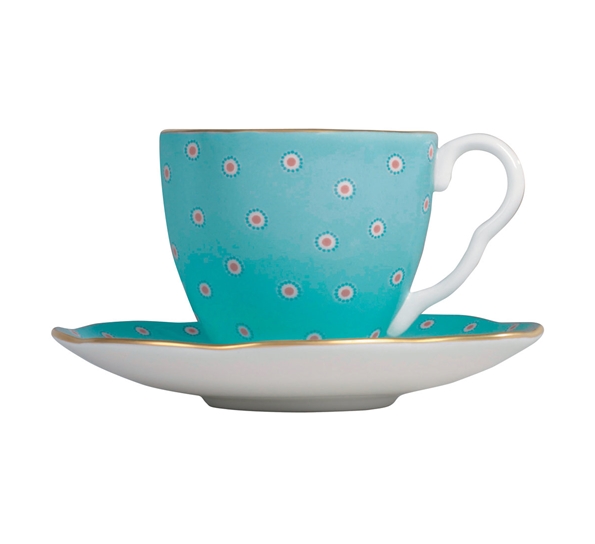 Polka Dot kaffekopp & skål Turkis fra Wedgwood
