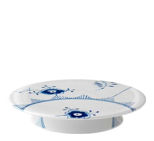 Blå Mega Riflet kakefat på stett ø32cm fra Royal Copenhagen