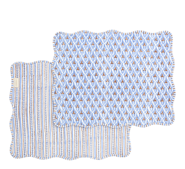 Tulip & Leaf spisebrikke 35x43 cm 2-pk brun blå Chamois