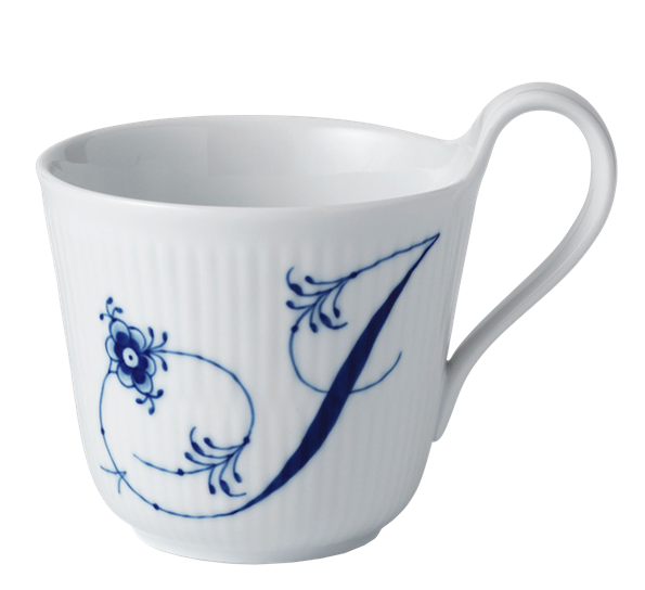 Blå Riflet Alfabetkrus I 33 cl fra Royal Copenhagen