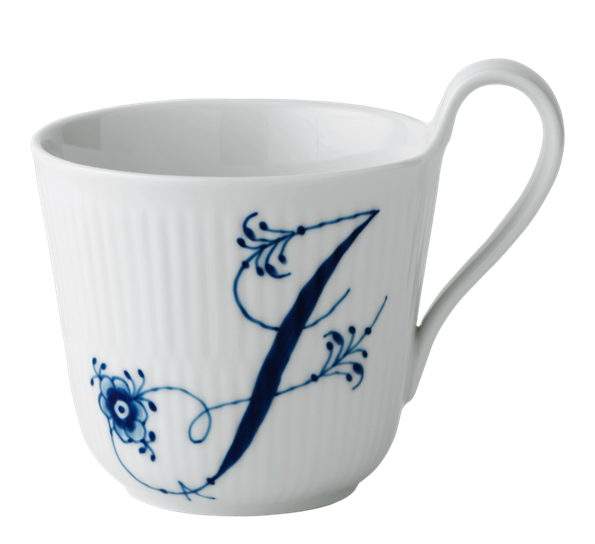 Blå Riflet Alfabetkrus J 33 cl fra Royal Copenhagen