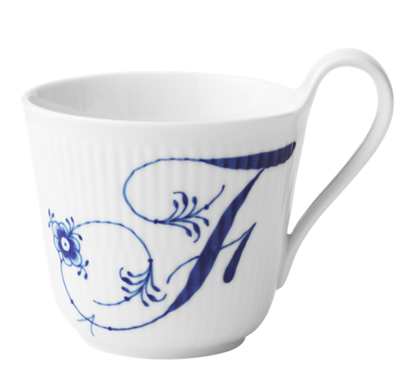 Blå Riflet Alfabetkrus F 33 cl fra Royal Copenhagen