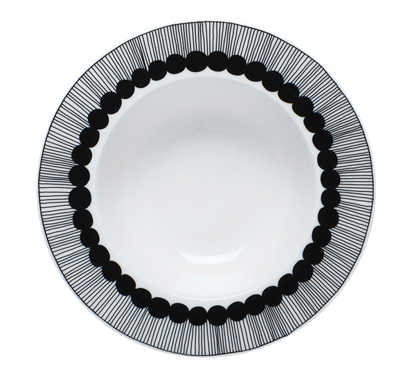 Oiva Siirtolapuutarha tallerken dyp 20 cm hvit sort fra Marimekko