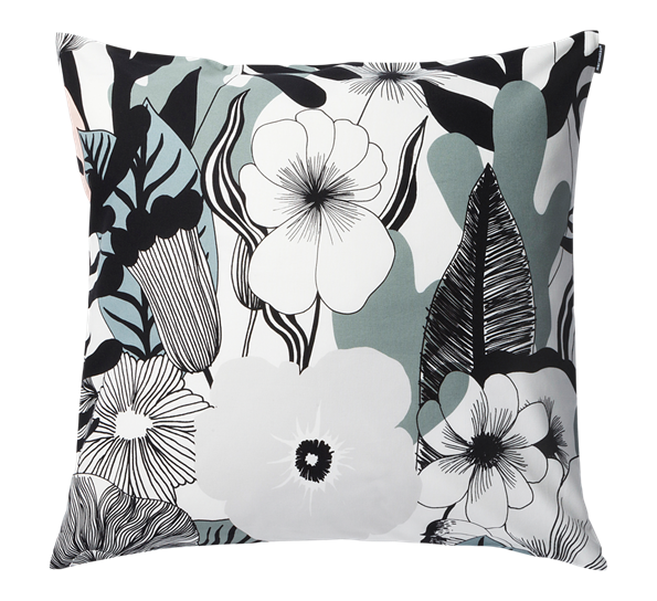 Kasvu putetrekk 50x50 cm hvit grå fersken fra Marimekko