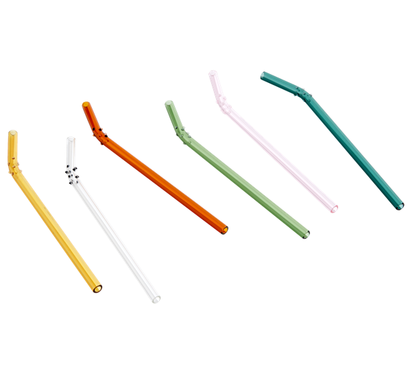 Sip Dots sugerør borosilikatglass 6-pk fra HAY