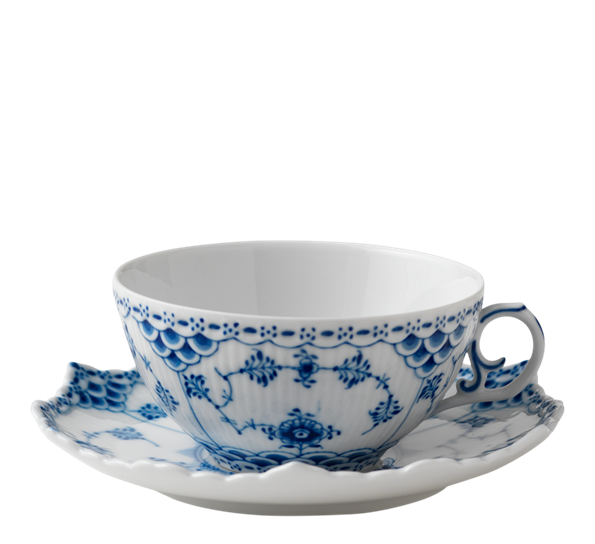 Musselmalt Helblonde tekopp med skål 22 cl fra Royal Copenhagen