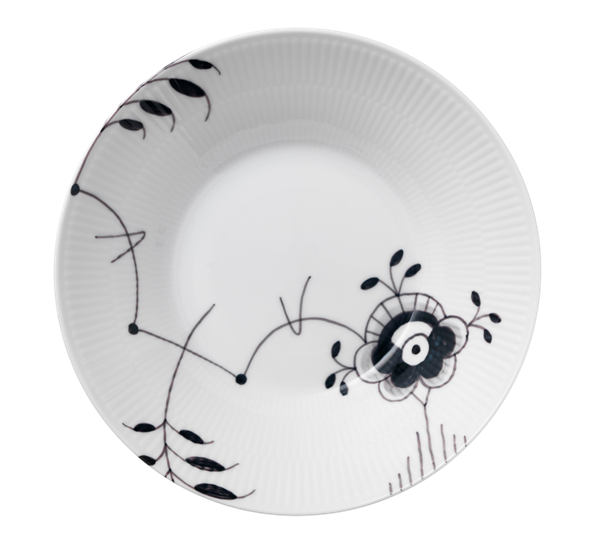 Sort Mega Riflet tallerken dyp 24 cm fra Royal Copenhagen