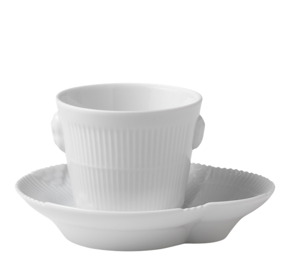 White Elements espressokopp med skål 10 cl fra Royal Copenhagen
